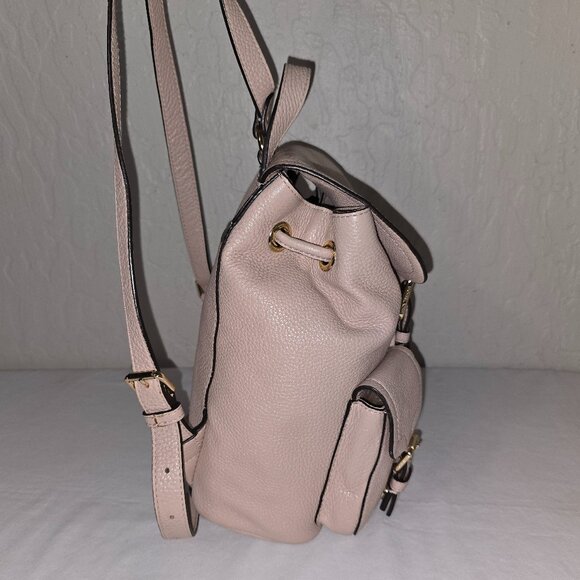 Michael Kors Susie Blush Pink Pebble Grain Leather Drawstring Flap Backpack - Picture 6 of 15